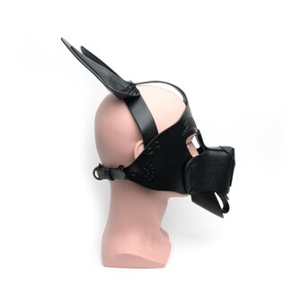 665 - Hood - Puppy Play Masker - PU Leer - One Size - Zwart - Playful Pup Hood All Black