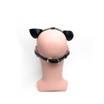 665 - Bondage Pup Hood - Puppy Play Hood - PU Leer - One Size - Zwart/Paars