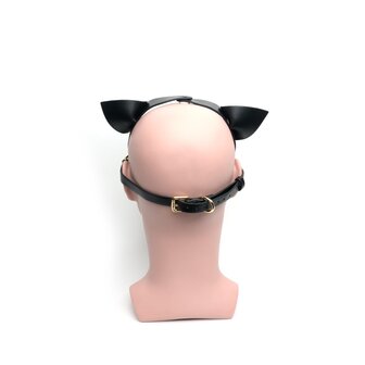 665 - Bondage Pup Hood - Puppy Play Hood - PU Leer - One Size - Zwart/Wit