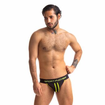 Sport Fucker - Jersey Jockstrap Herenslip - Zwart/Geel - Maat M