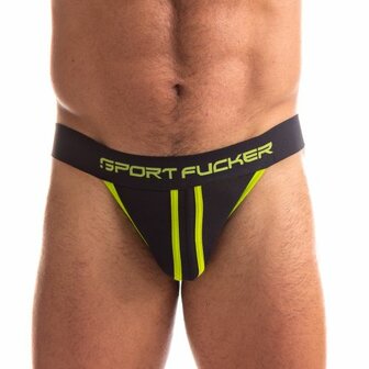 Sport Fucker - Jersey Jockstrap Herenslip - Zwart/Geel - Maat S