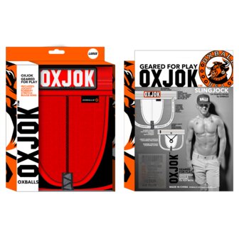 Oxjok Slingjock - Upthrust Slider Jockstrap - Ingebouwde Cockring - Met opbergvakje - Red Hot - Maat S