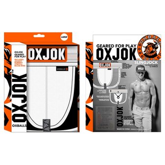 Oxjok Slingjock - Upthrust Slider Jockstrap - Ingebouwde Cockring - Met opbergvakje - White Snow - Maat L