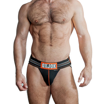 Oxjok Slingjock - Upthrust Slider Jockstrap - Ingebouwde Cockring - Met opbergvakje - Black Iron - Maat XL