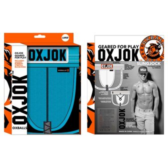 Oxjok Slingjock - Upthrust Slider Jockstrap - Ingebouwde Cockring - Met opbergvakje - Pool Blue - Maat L