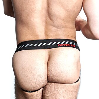 Oxjok Popperjock - 3D Rubber Huffer Jockstrap  - Zwart/Rood - Maat S