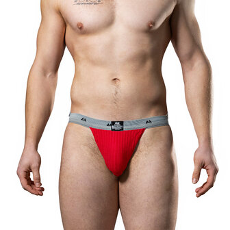 MM - Original Jock Collection - Jockstrap - Tailleband 2,5 cm - Rood/Grijs - Maat S