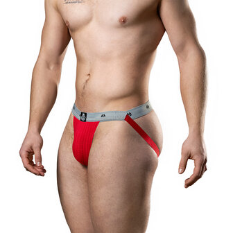 MM - Original Jock Collection - Jockstrap - Tailleband 2,5 cm - Rood/Grijs - Maat L