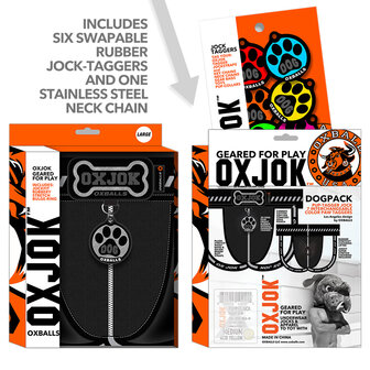 Oxjok Dogpack - Jockstrap met 6 verschillende dog tags - Zwart/Zilver - Maat S