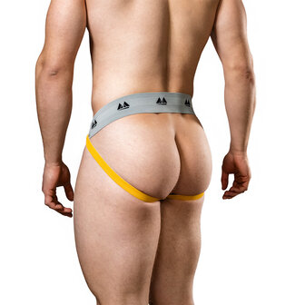 MM Original - Jockstrap Herenslip - Tailleband 5 cm - Geel/Grijs - Maat XL