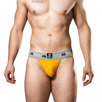 MM Original - Jockstrap Herenslip - Tailleband 5 cm - Geel/Grijs - Maat XL