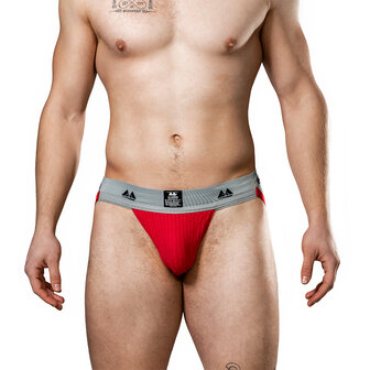 MM Original Jockstrap - Herenslip - Tailleband 5 cm - Rood/Grijs - Maat XL