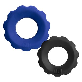 H&uuml;nkyjunk - Cog Ring - Set 2 Cockringen - Blauw/Zwart