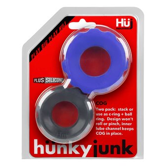 H&uuml;nkyjunk - Cog Ring - Set 2 Cockringen - Blauw/Zwart