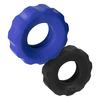 H&uuml;nkyjunk - Cog Ring - Set 2 Cockringen - Blauw/Zwart