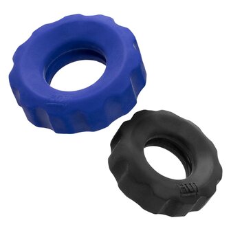 H&uuml;nkyjunk - Cog Ring - Set 2 Cockringen - Blauw/Zwart