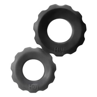 H&uuml;nkyjunk - Cog Ring - Set 2 Cockringen - Zwart/Grijs