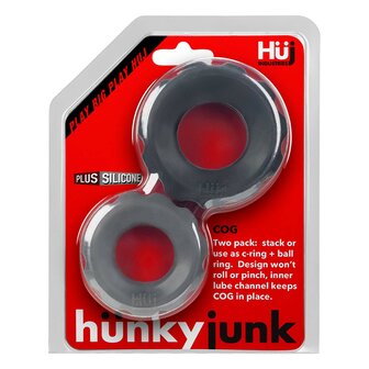 H&uuml;nkyjunk - Cog Ring - Set 2 Cockringen - Zwart/Grijs