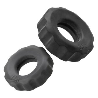 H&uuml;nkyjunk - Cog Ring - Set 2 Cockringen - Zwart/Grijs