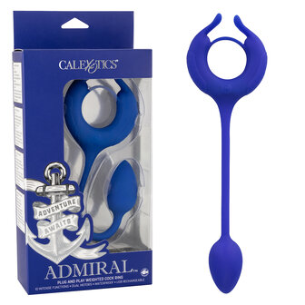 Calexotics - Admiral Cockring met Verzwaarde Vibrerende Buttplug - Blauw