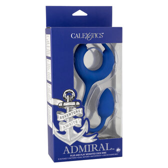 Calexotics - Admiral Cockring met Verzwaarde Vibrerende Buttplug - Blauw