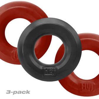 H&uuml;nkyjunk - Cockring - 3 stuks - Rood &amp; Zwart