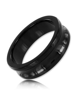 Black Line - Curved Cockring - RVS - Zwart - Diameter 45 mm