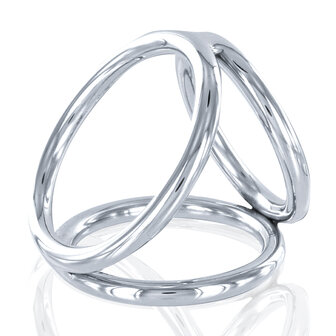 Black Label - Triple Cockring - RVS - Zilver - Maat L