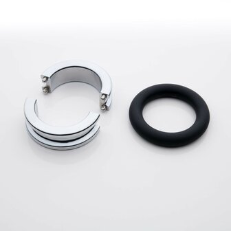 Black Label - Fusion Ring - Cockring van Metaal met Siliconen - Small - &Oslash; 35 x 7 x 15 mm