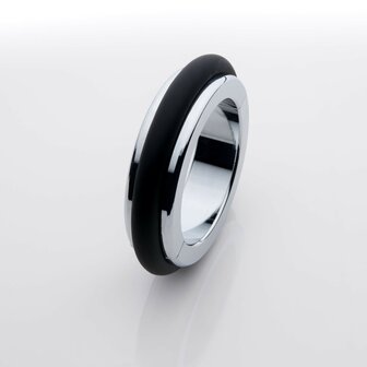 Black Label - Fusion Ring - Cockring van Metaal met Siliconen - Small - &Oslash; 35 x 7 x 15 mm