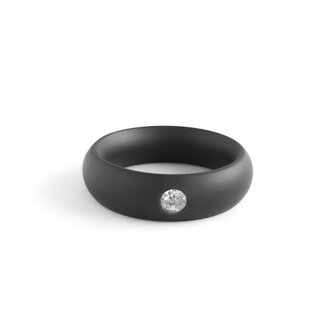 Black Label - Donut Cockring met Sierkristal - Mat Zwart - Diameter 52.5 mm