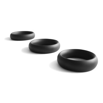 Black Label - Donut Cockring met Sierkristal - Mat Zwart - Diameter 52.5 mm