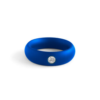 Black Label - Donut Cockring met Sierkristal - Mat Blauw - Diameter 52.5 mm