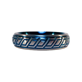 Black Label - Blue Wave Cockring - RVS - Blauw/Zilver - Diameter 55 mm