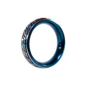 Black Label - Blue Wave Cockring - RVS - Blauw/Zilver - Diameter 50 mm