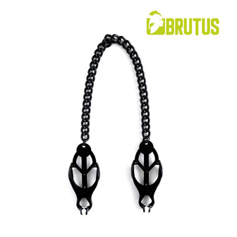 Brutus - Tepelklemmen - Japanse Clover Klemmen - Metalen Verstelbare Zwarte Clover Klemmen met Ketting