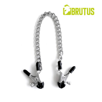 Brutus - Verstelbare Tepelklemmen met Ketting - Zilver - BITE Heavy Nipple Clamps Silver