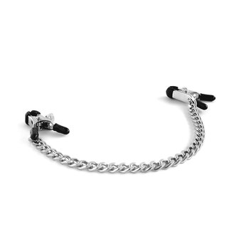 Brutus - Verstelbare Tepelklemmen met Ketting - Zilver - BITE Heavy Nipple Clamps Silver