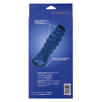 Calexotics - Admiral Geribbelde Penis Sleeve - Liquid Siliconen - Blauw