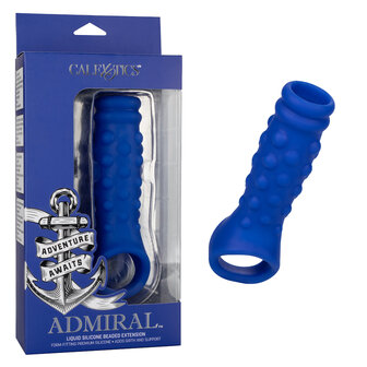 Calexotics - Admiral Geribbelde Penis Sleeve - Liquid Siliconen - Blauw