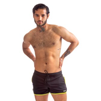 665 - Shorts - Erotisch Ondergoed - Zwart Geel - Materiaal PES - Maat 2XL -  Rally Shorts