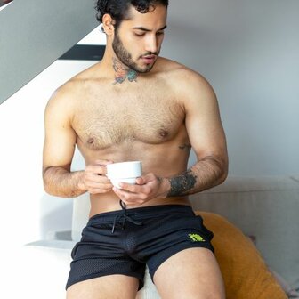 Sport Fucker - Jersey - Semi-transparante Mesh Short - Zwart - Maat 2XL