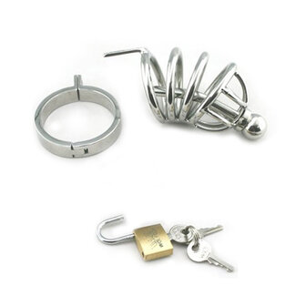 Black Label - Stainless Steel Chastity Cage met Penis Plug