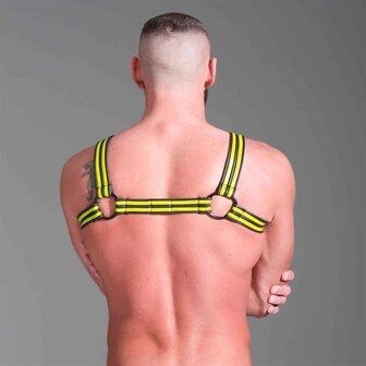 665 Neopreen - Riemenbody - Neoprene Bulldog Harness - Geel - Maat L