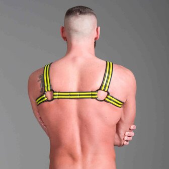 665 Neopreen - Riemenbody - Neoprene Bulldog Harness - Geel - Maat M