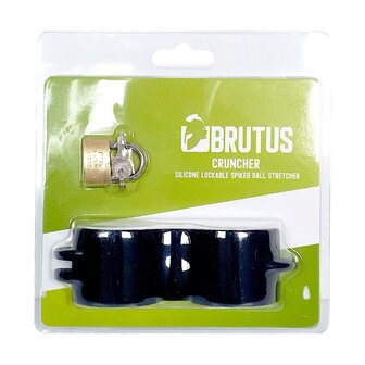 Brutus - Cruncher - Afsluitbare Siliconen Ball Stretcher - Met Spijkers - Zwart