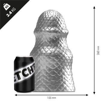 Stretch&#039;r - Scaly - XXL Buttplug - Gun Metal Zilver - Maat XL