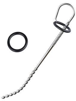 Black Label - Long Beaded - Urethral Stretcher w. Silicone Rings