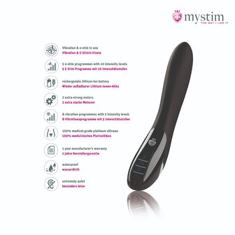 Mystim - Electrosex - Electric Eric - E-stim Vibrator - Zwart