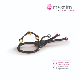 Mystim - Electrosex - Pearly Pete - Corona Strap met Golden Balls